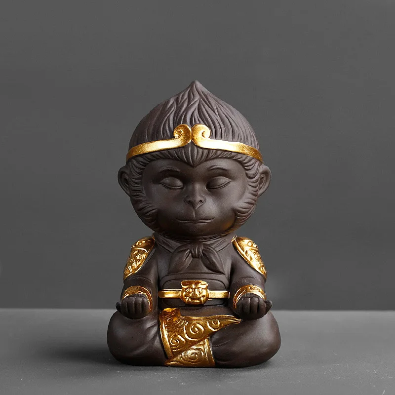 Chinese Purple Clay Kung Fu Tea Set Monkey King Tea Pet for Home  Decoration Tea ceremony Purple clay accessories