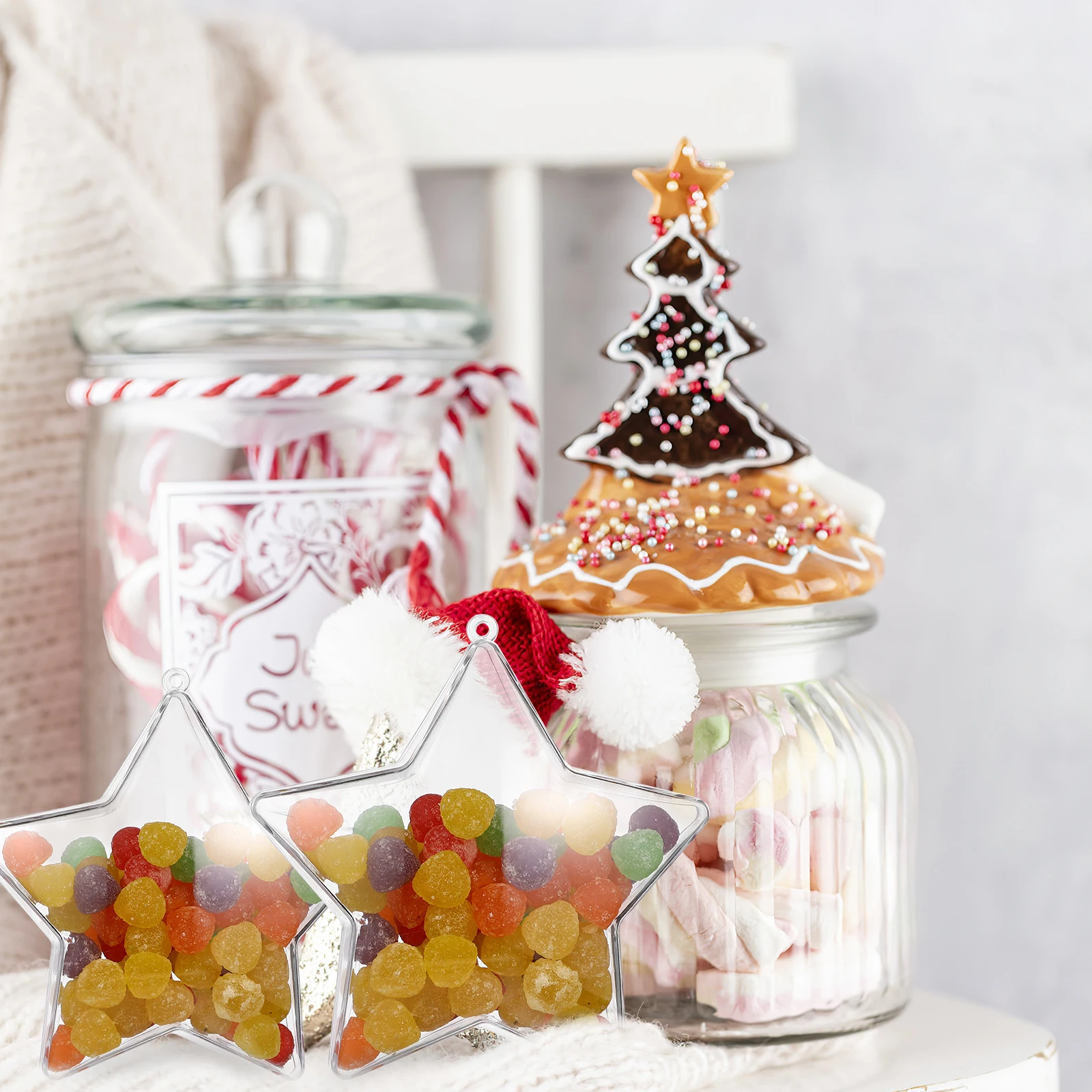 

20Pcs Clear Fillable Star Ornaments Plastic Stars DIY Christmas Tree Decoration Wedding Hanging Decor DIY Fillable Stars