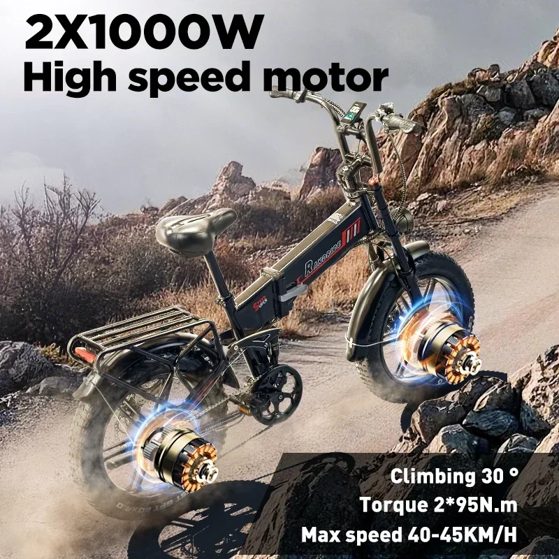 NEW YX20M Electric Bike 2000W motor 48v20ah lithium battery foldable E-bike 20 inch fat tire Off-road riding  Electric Bicycle image 4