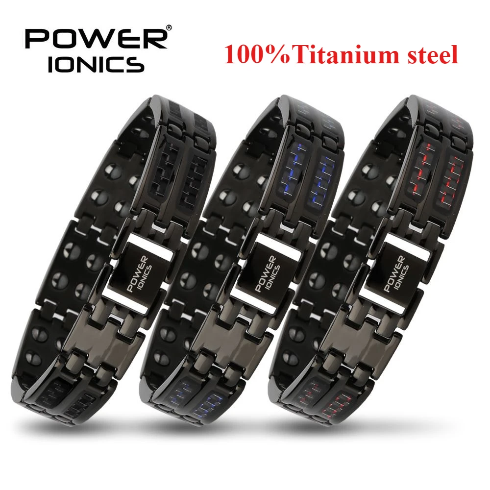 

Power Ionics 100% Titanium Steel Men's Fashion Energy Bracelet Carbon Fiber Biomagnet