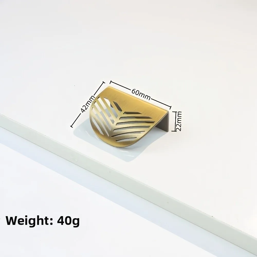 Zinc Alloy Cabinet Pull Handle Curved Grip Hollow Leaf Pattern Drawer Pull Handle Screw Mounted Modern Style