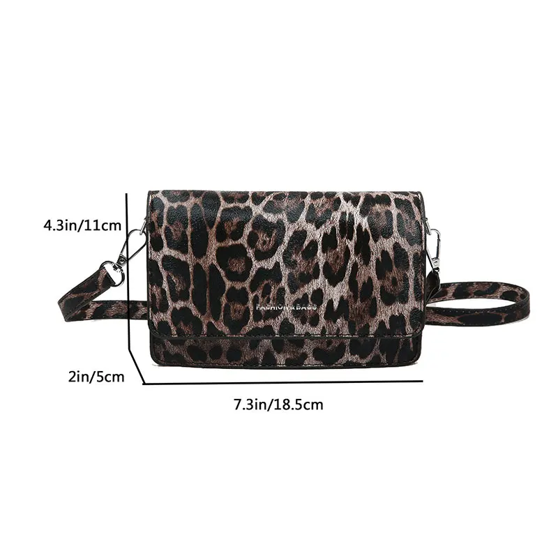 Fashion PU Leather Leopard Print Shoulder Bags for Women Summer Square Crossbody Bags Ladies High Quality Retro Joker Handbags