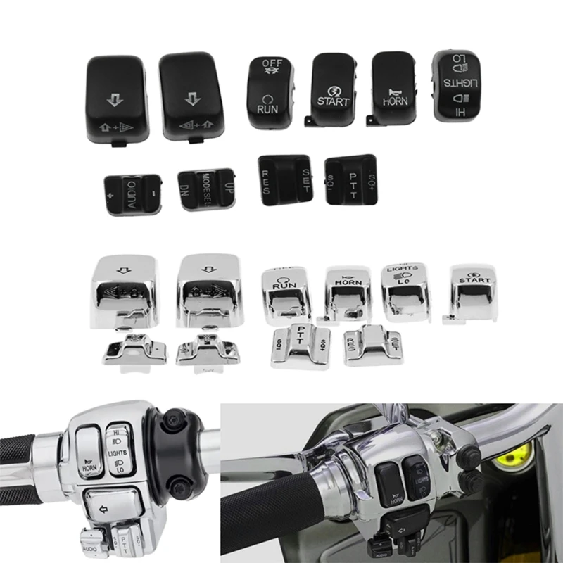 

1 Set Motorcycle Hand Control Buttons Switch Housing Cap Replacement Protector Cover for 1996-2013 FLHT FLHTC FLHX FLTRX FLHXXX