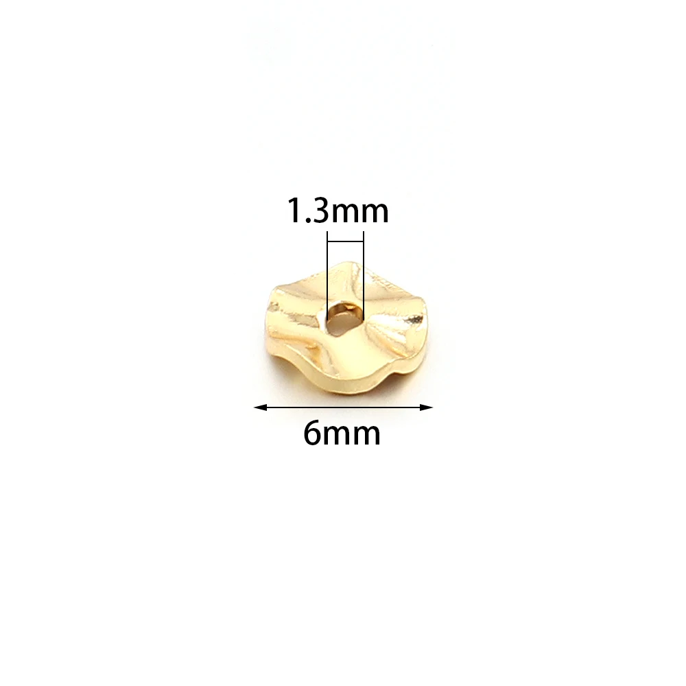 20pcs 6mm 18K Gold Plated Copper Round Flat Wave Spacer Beads Loose Beads For Jewelry Making DIY Bracelet Necklace Accessories view 6