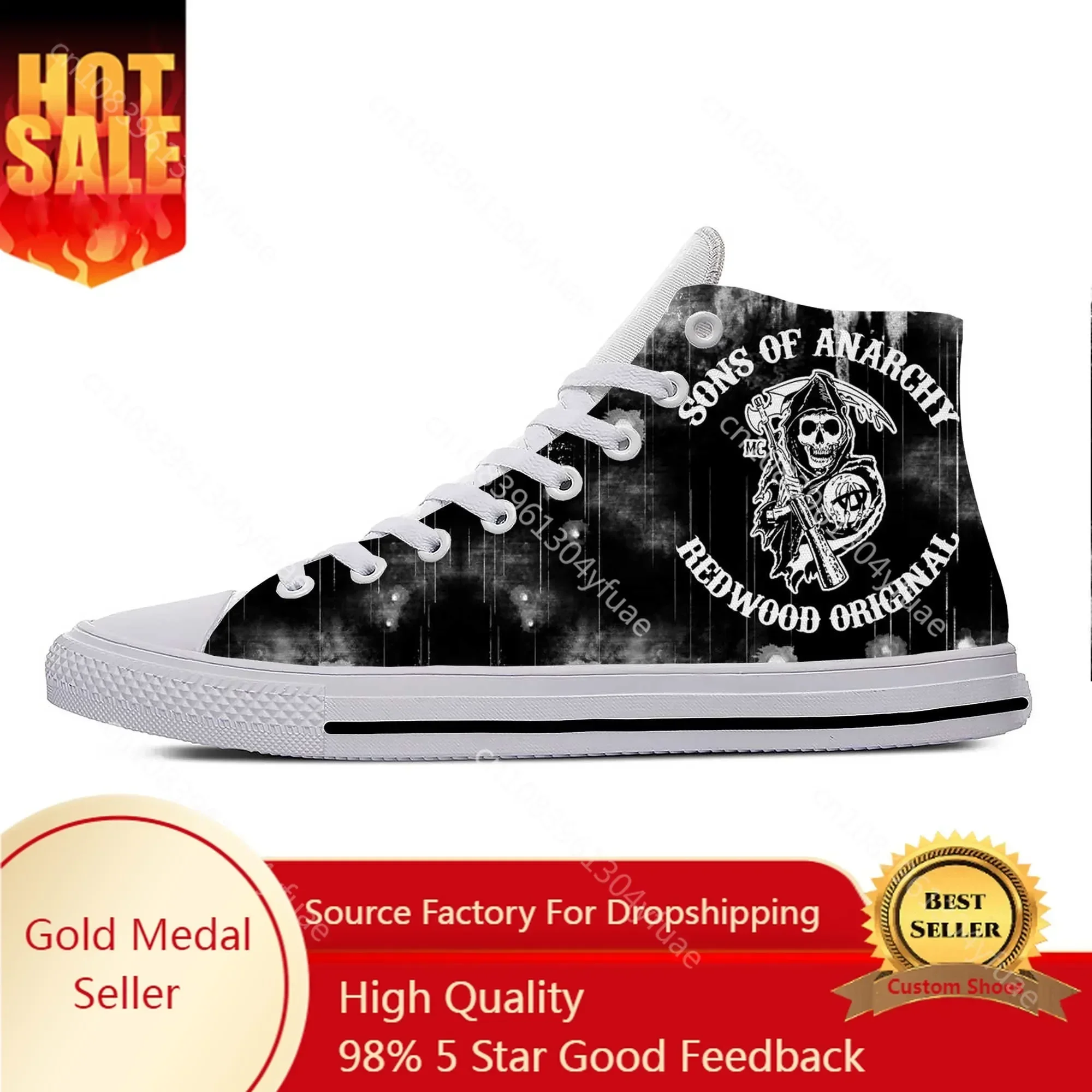 Sons of Anarchy SAMCRO SOA Anime Cartoon Comic Casual Cloth Shoes High Top Lightweight Breathable 3D Print Men Women Sneakers