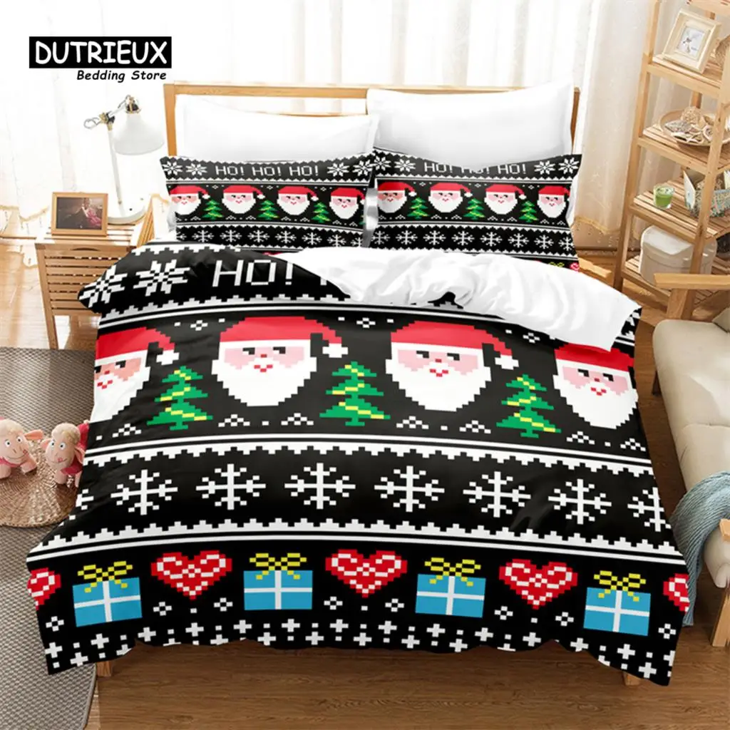 

Christmas Bedding Set Pixel Christmas Duvet Cover Set Soft Comfortable Breathable Duvet Cover For Bedroom Guest Room Decor