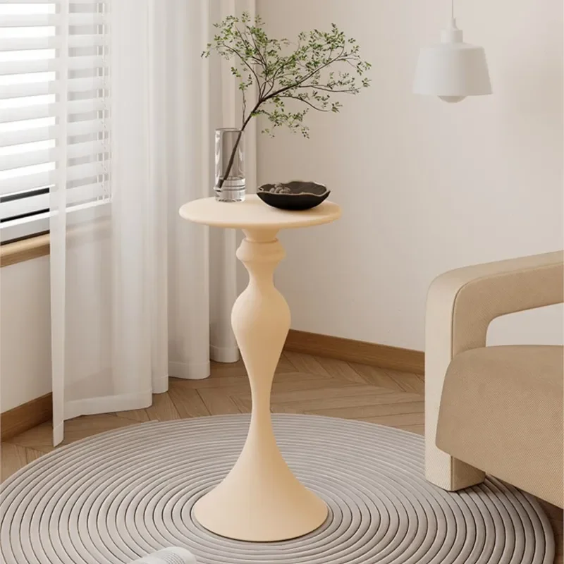 Sofa cream style auxiliary table, iron frame, small center table