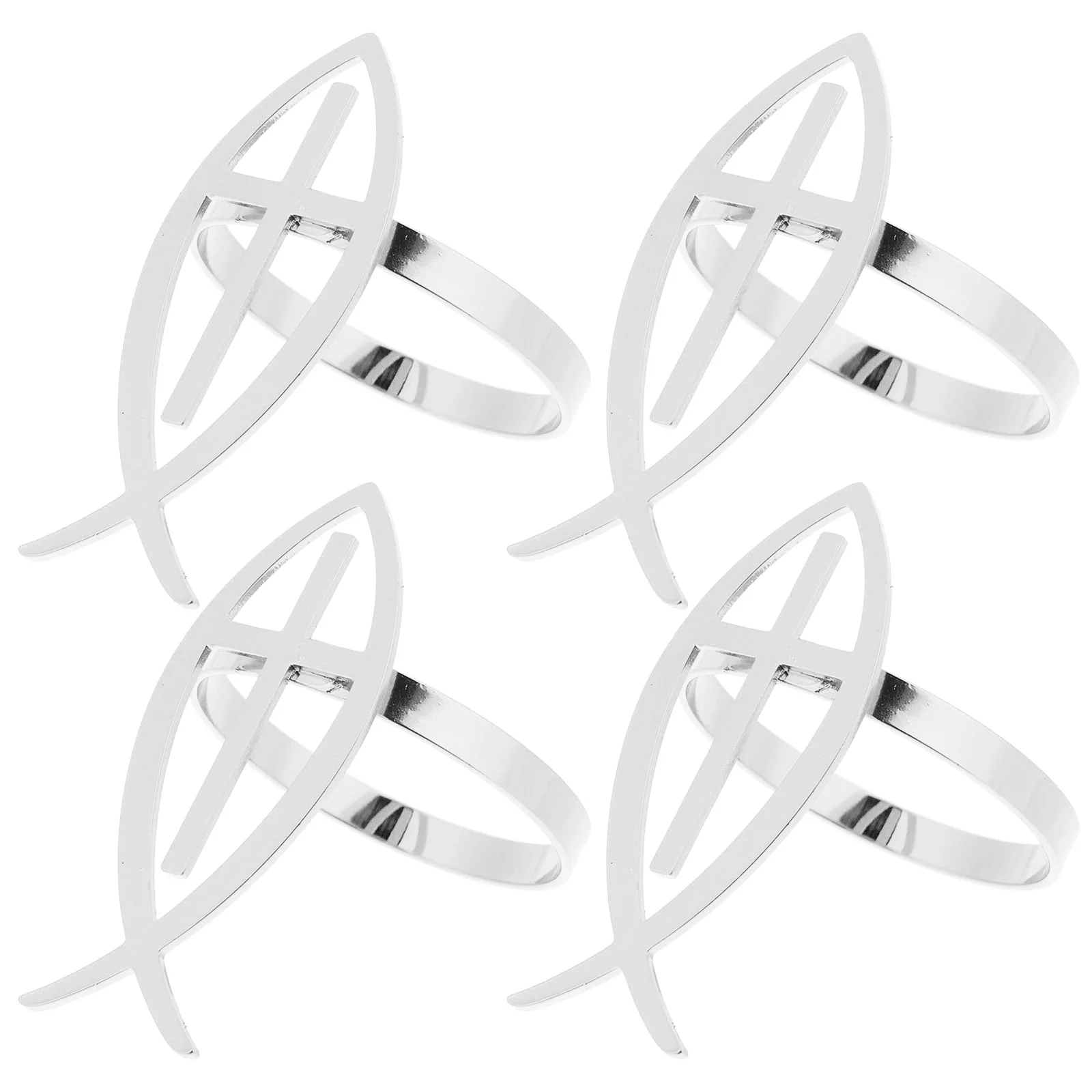 

4Pcs Metal Cross Napkin Rings Decorative Dining Napkin Buckles for Religious Events Baptism Communion Holiday Table Decoration