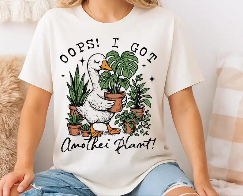 Футболка Oops I Got Another Plant Goose, забавная футболка для любителей растений, футболка с саркастическим садовым юмором, модная футболка для любителей растений