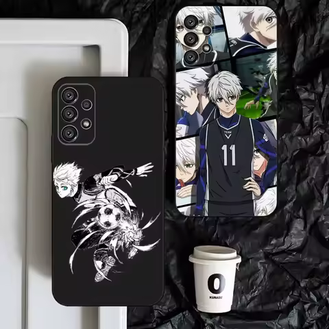 Anime B-Blue L-Lock Phone Case For Samsung S25,S24,S23,S22,S21,S20,S10,Ultra,Plus,Lite,FE,Soft Silicone Black Cover