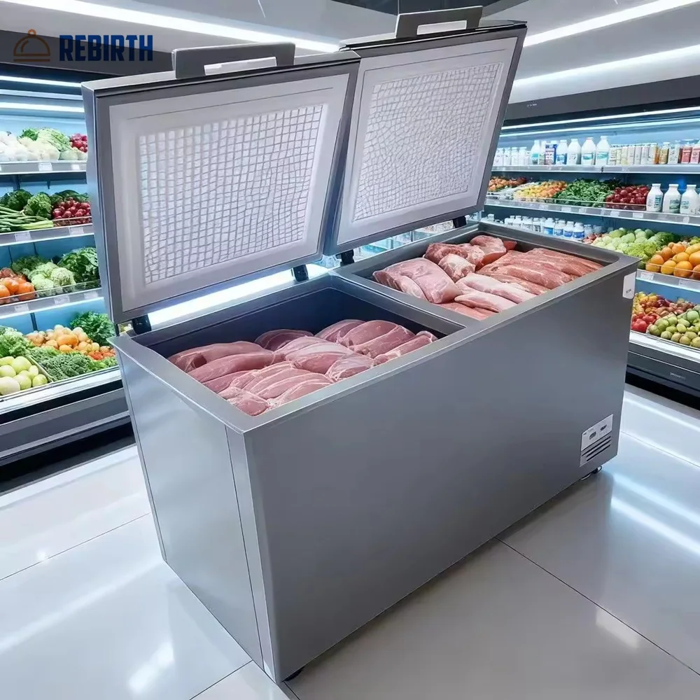 Refrigerador con Congelador de Apertura Superior, Congelador Horizontal Comercial de Gran Capacidad, Congelador Profundo