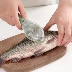 Fish Scales Graters Scraper Fish Cleaning Tool Scraping Scales Device with Cover Home Kitchen Cooking Fish Tool Kitchen Tools