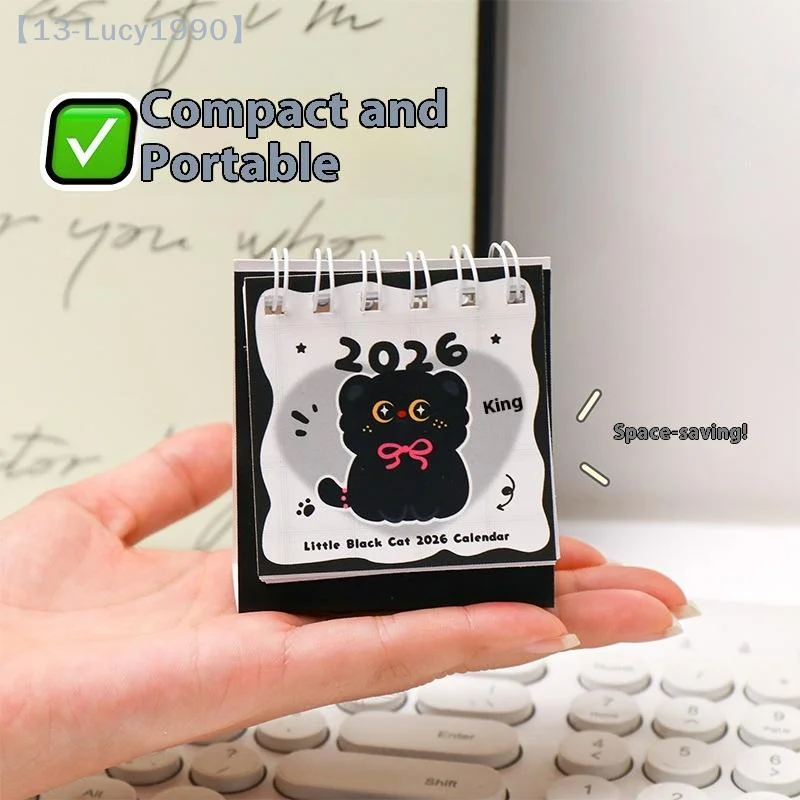 【CCA13】2026 Mini Simple Cute Cartoon Pattern Small Desk Calendar Pocket Portable Calendar Punch Plan Desktop Decoration