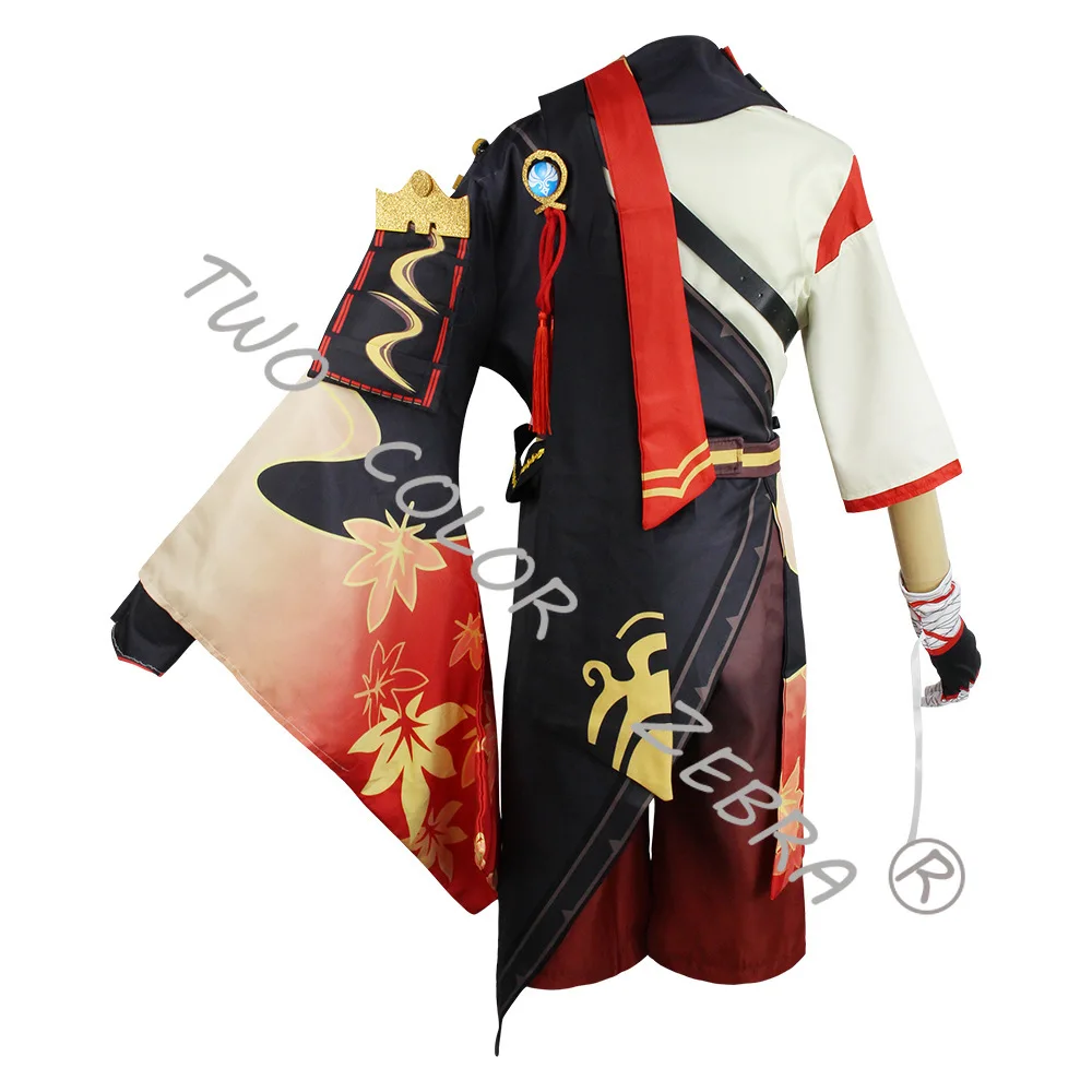 Kaedehara Kazuha Cosplay Costume, Jeu Genshin Impact, Halloween, Carnaval, ix, Samouraï, Perruque, Lunettes Rouges