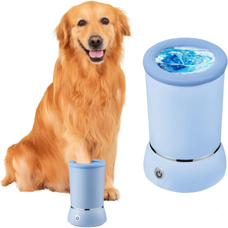 

Automatic Dog Paw Cleaner And Massager, Electric Dogs Paws Washer Cup, Pet Foot Cleaning Machine USB Rechargeable Blue White