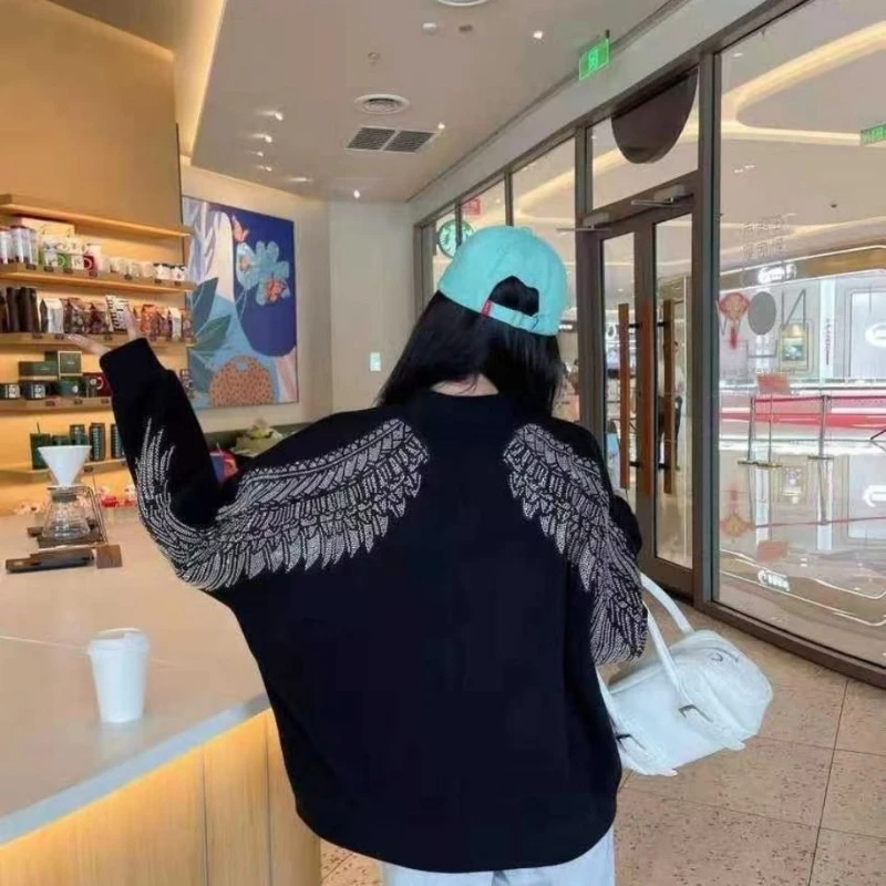 Strass vrouw trui tops zwart mooie kleur Y2k Japanse streetwear ontwerper lange mouw nieuw in pailletten sweatshirt voor dames