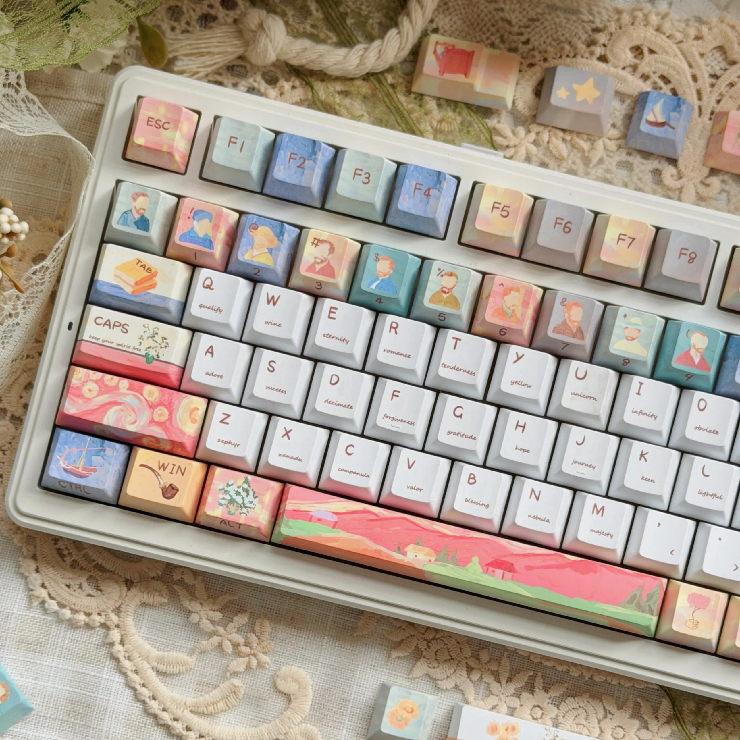 130-Key Keycaps Cherry Profile PBT 5-Side Dye-Sublimated Keycap Set for MX Switches 60 75 80100 104 Layout Mechanical Keyboard