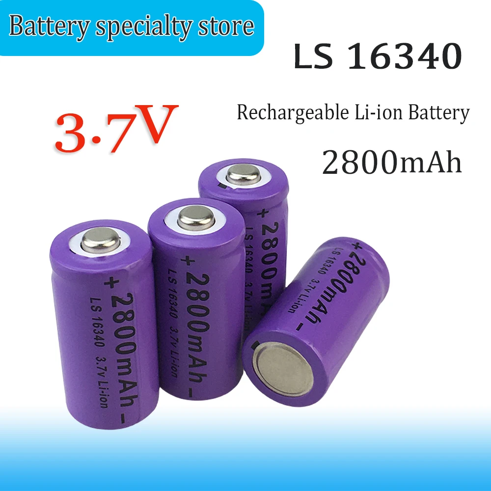 Batterie lithium-ion aste pour caméra de sécurité, CR123A, RCR 2024, ICR 123, 16340 mAh, 2800 V, nouveau, 3.7