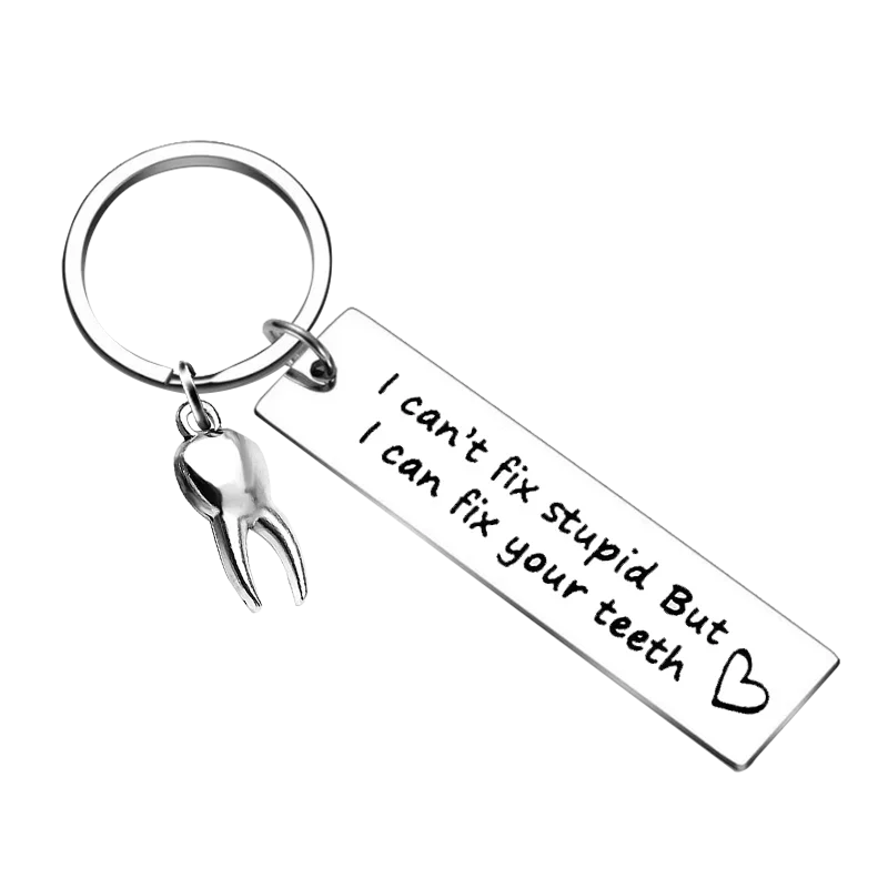 Cute Dentist Keychain Dental Hygienist Gift I Can\'t Fix Key Chain Pendant Jewelry Dentist Retirement Graduation Birthday Gift