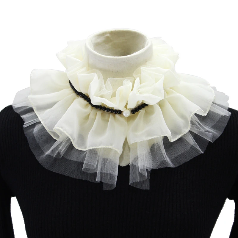 Ladies Ruffles Stand Shirt Scarf Fake Collar Sweater Decorative Collar Detachable Lace Blouse Doll Collar Neckwear For Women