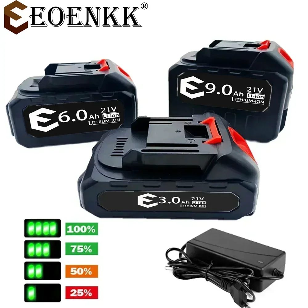 21V Rechargeable Battery 3000mAh 6000mAh 9000mAh Lithium Ion Battery For Makita Electric Power Tool Battery EU Plug