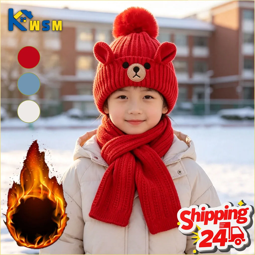 conjunto-de-gorro-e-cachecol-2-em-1-com-protetor-de-orelha-para-meninos-e-meninas-em-algodao-tricotado-acolchoado-quente-macio-e-confortavel-com-estampa-de-urso-para-o-inverno-e-clima-frio-ao-ar-livre
