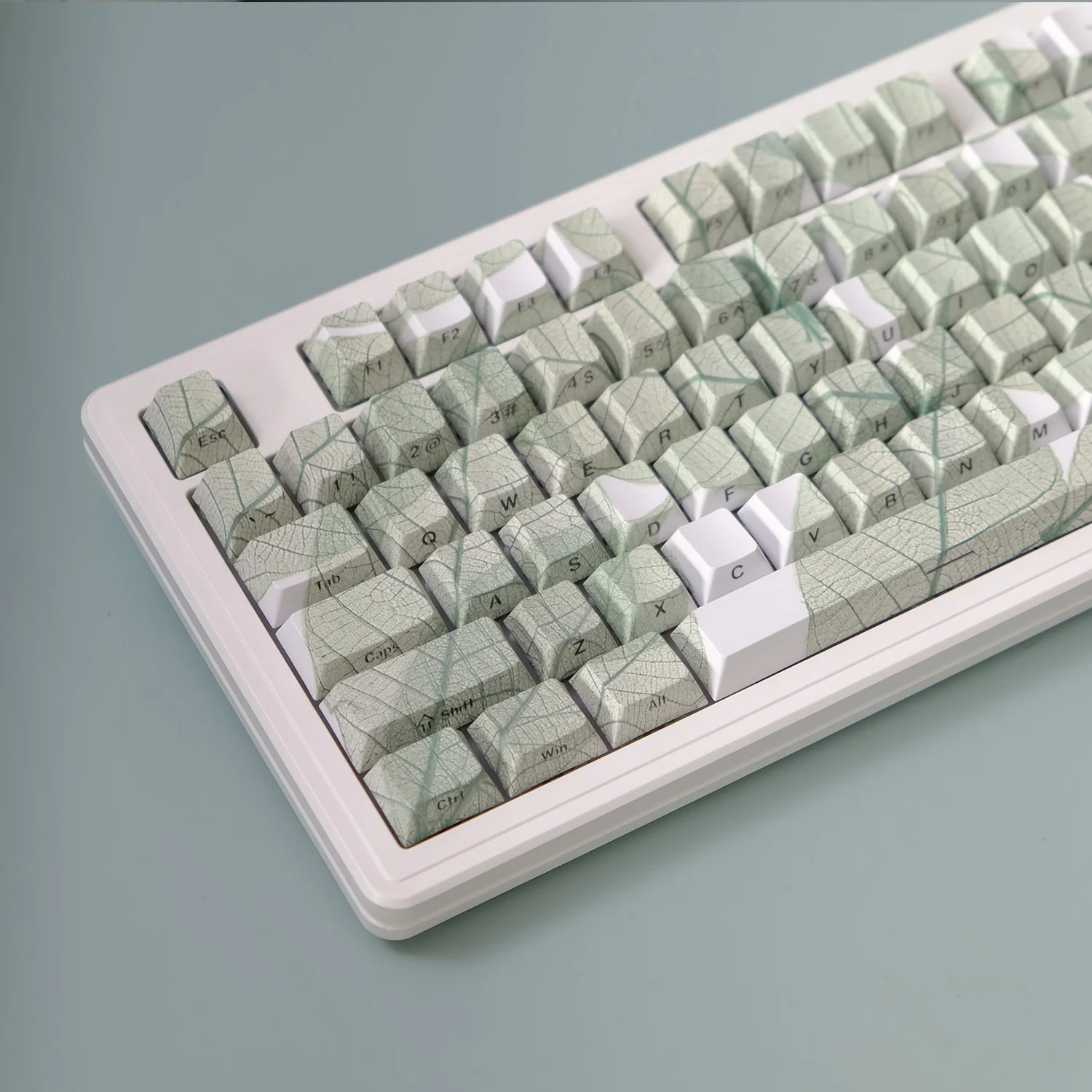 135 Keys Leaf Theme PBT Double Shot Keycaps Side Print Shine Through Cherry Profile Keycaps for DIY Game Mechanical Keyboard Cap view 4