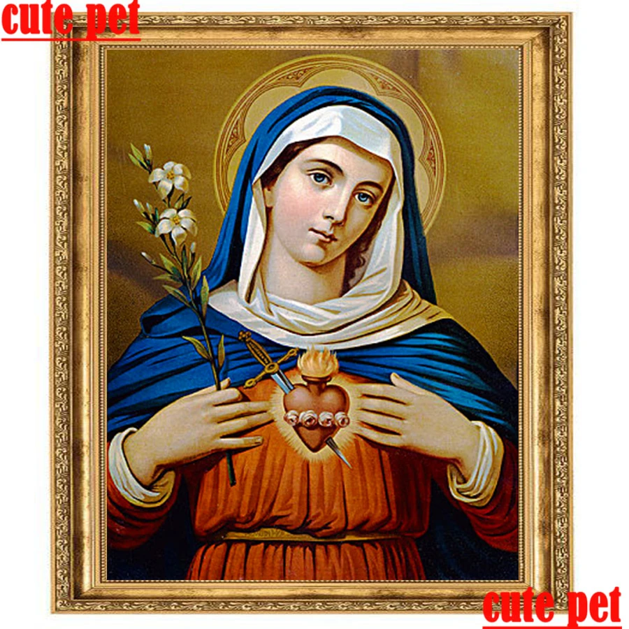 

Sacred HeartDIY Diamond Painting Mosaic Sacred holy statue wallpaper Full SquareRound Diamond Painting 5D Embroidery Home Decor