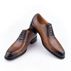 Original Casual Designer Style Dress mens shoes zapatos de piel autentica para hombre Burnishing Technique Genuine Leather shoe