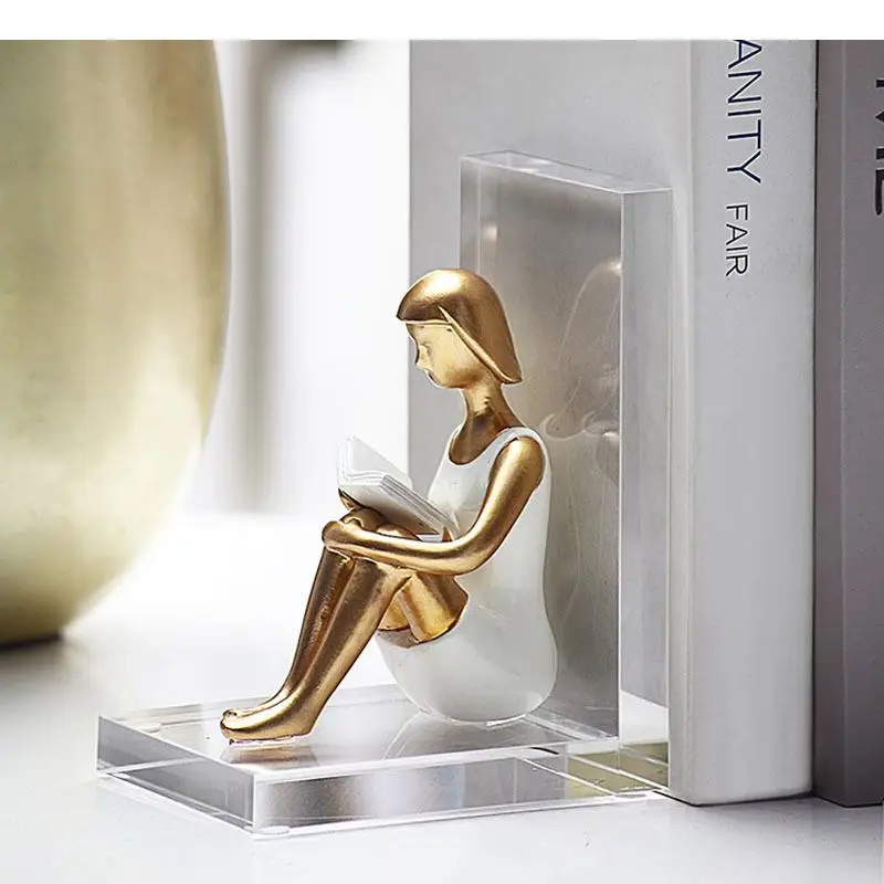 Imagem -05 - Minimalista Acrílico Figura Estátua para Decoração de Mesa Banhado a Ouro Personagem Escultura Estética Decoração do Quarto Artesanato