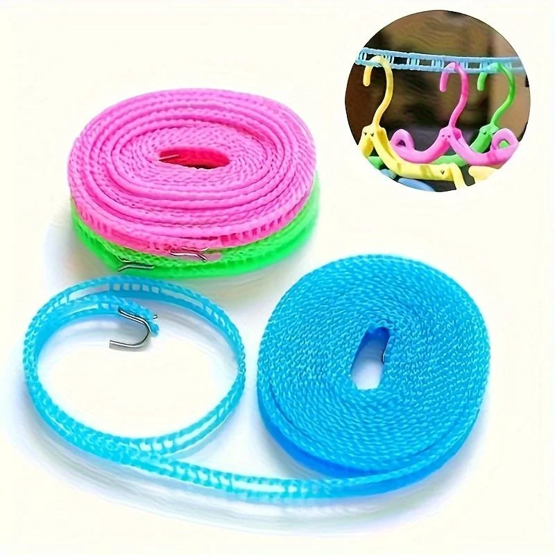Tendedero grueso antideslizante a prueba de viento, cuerda colgante portátil para ropa, suministros de lavandería para el hogar, accesorios de Camping, Color aleatorio