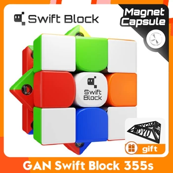 [CubeFun] Swift Block 355S Cube GAN sin pegatinas 3x3x3 Speed Cube magnético profesional cubo GAN 355S 3x3 juguete educativo