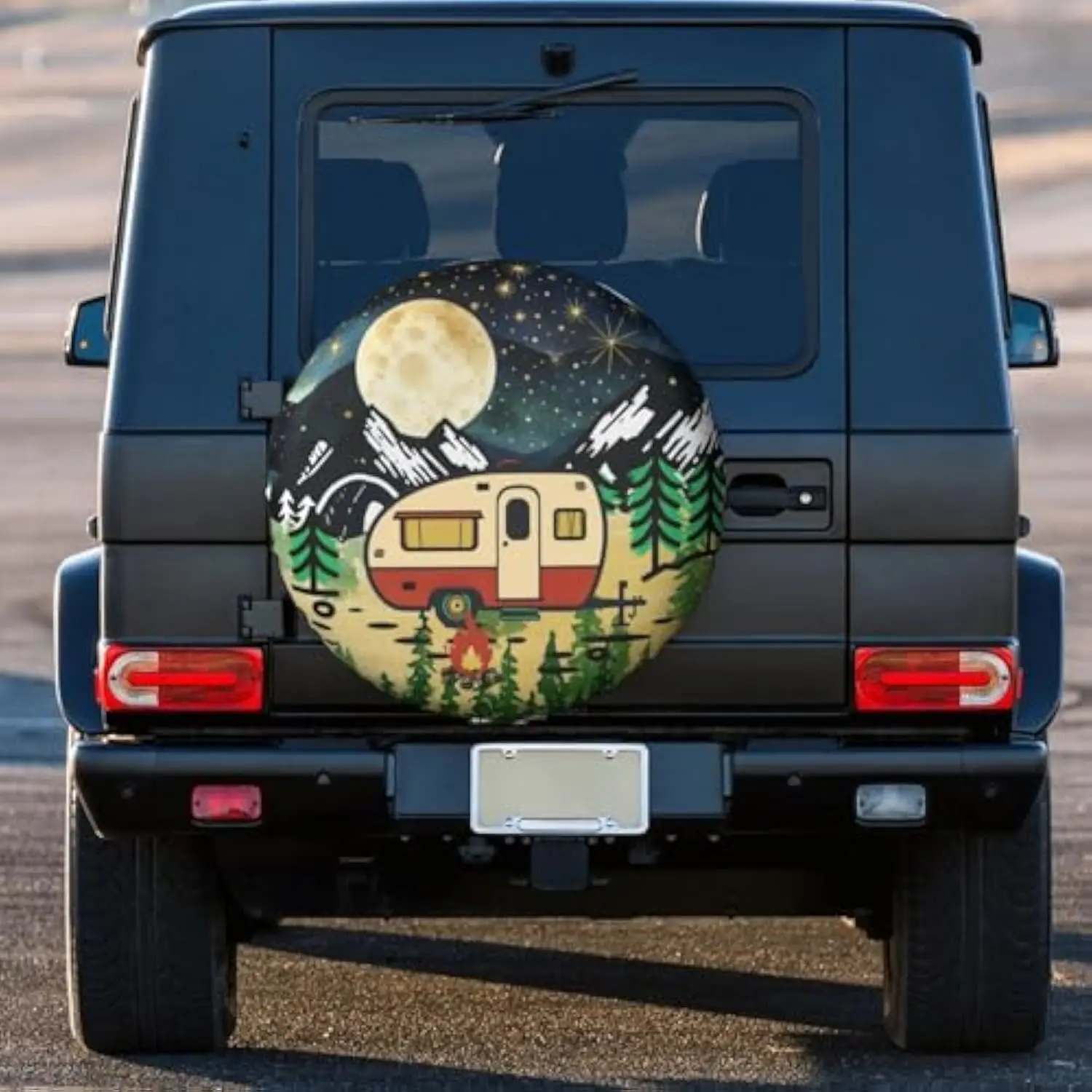 Moonlit Camping RV Trailer Spare Tire Cover Polyester Weatherproof Wheel Protector for Camper SUV