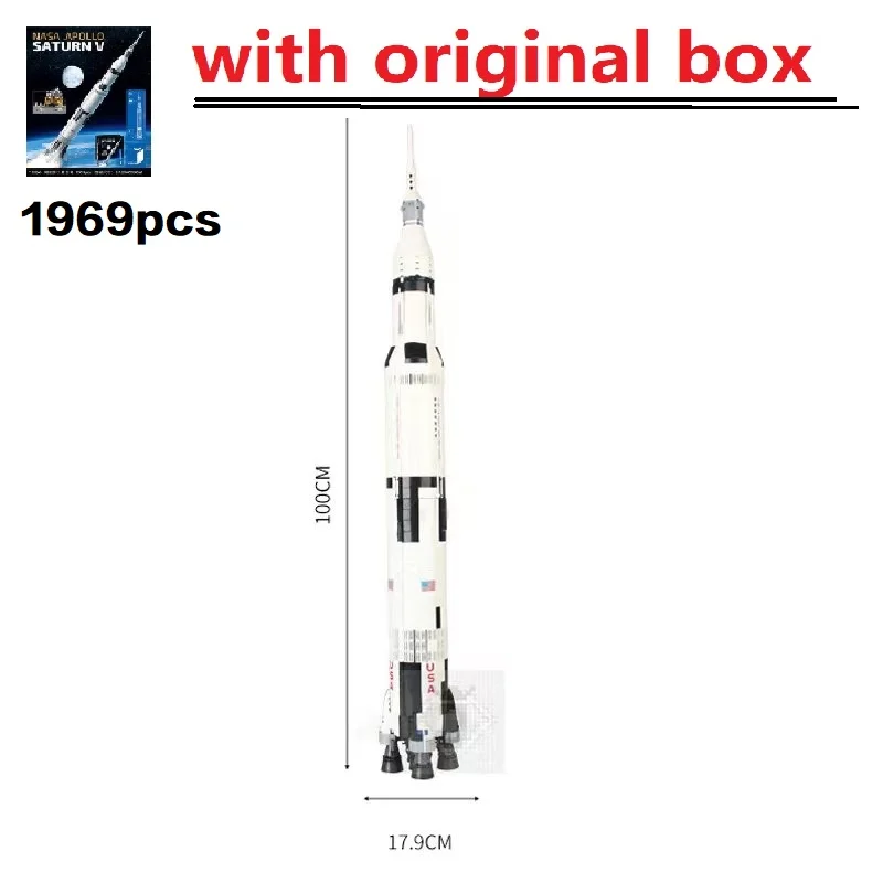 

С оригинальной коробкой, 2009 шт., Apollo Saturn V, строительные блоки, кирпичи, модель, подарки на день рождения, Рождество, игрушки, совместимые 37003