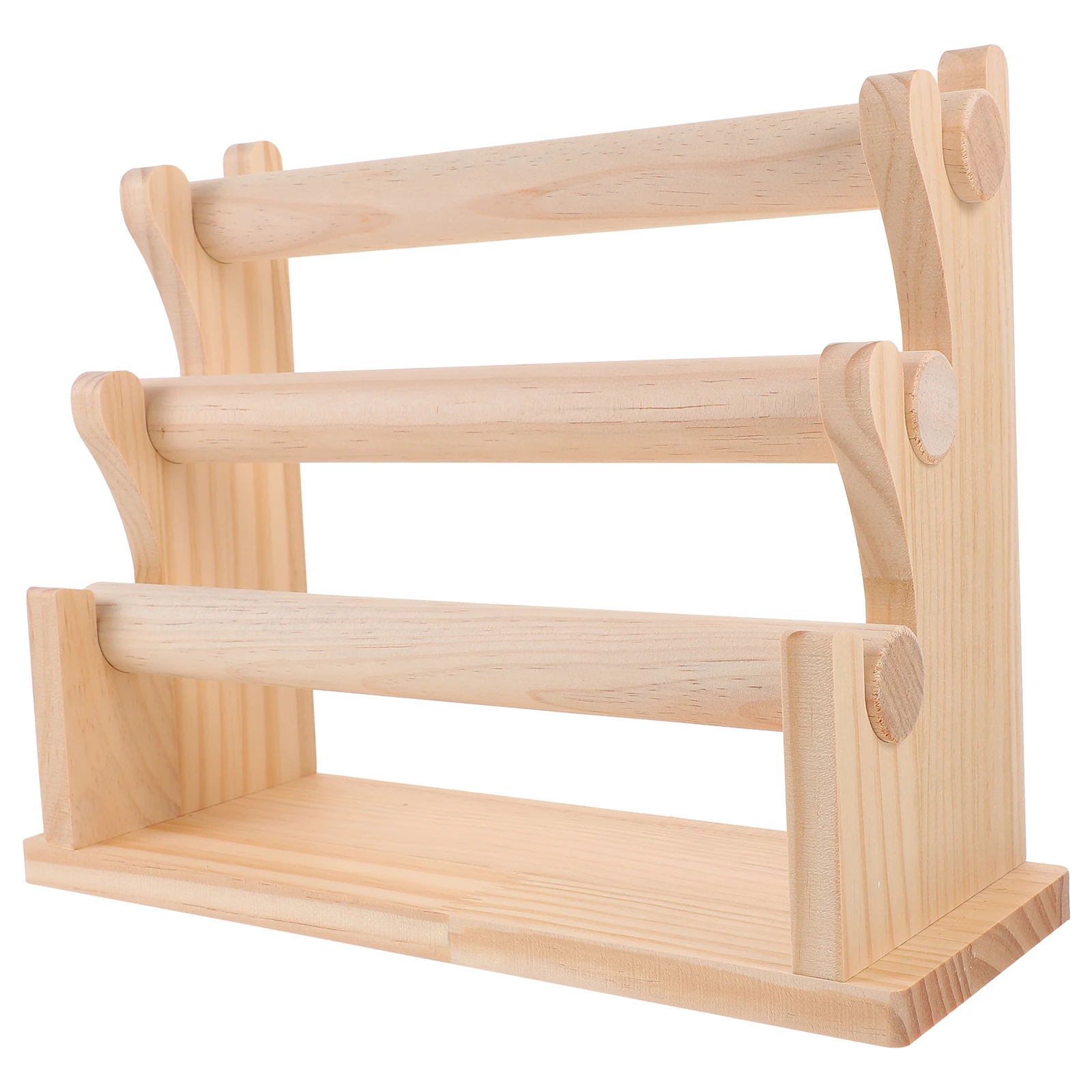 

Solid Wood Jewelry Organizer 3 Layers Necklace Bracket Ring Holder Bracelet Display Stand Earring Storage Solution