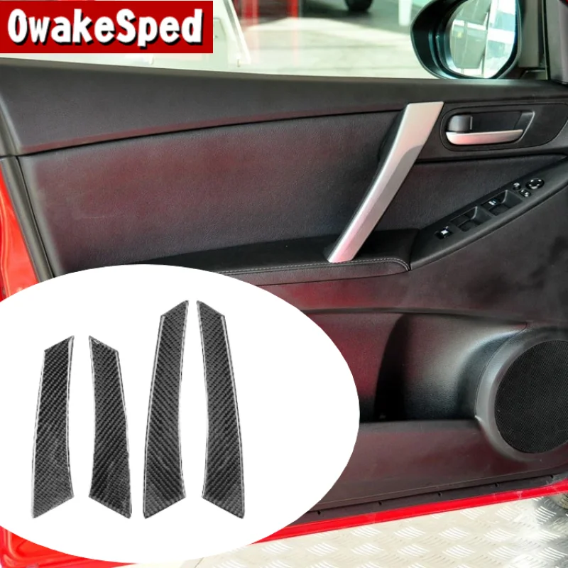 

For Mazda 3 Axela 2010-13 Inner Door Panel Handle Pull Cover Decoration Trim Sticker Carbon Fiber Car Interior Accessories Decal