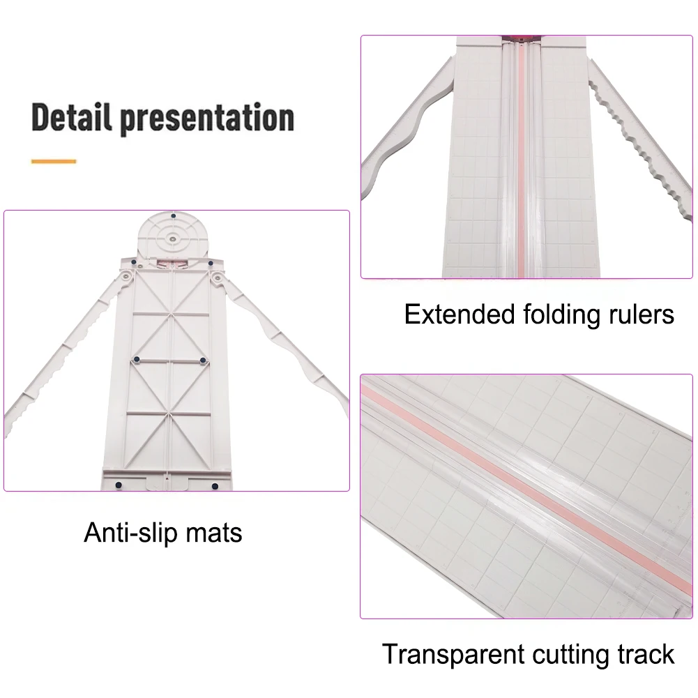 Lace Cutter for Width A5/A4/A3 Paper With 2 Extended Folding Rulers, 12 Style Wave Edges Craft Paper Cutter With Measurements