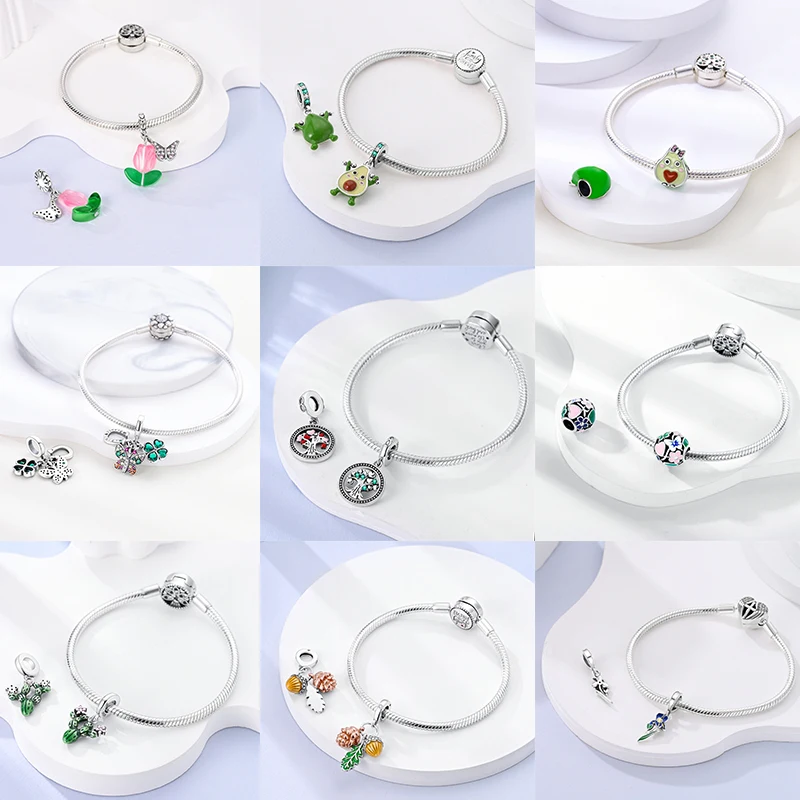2026 925 Sterling Silber Grüner Glücks-Zirkon Vierblättrige Kleeblatt-Serie Charms Niedliche Hundeperlen Passend für Armbänder DIY Schmuck Originelle Frauengeschenke – Detail 5
