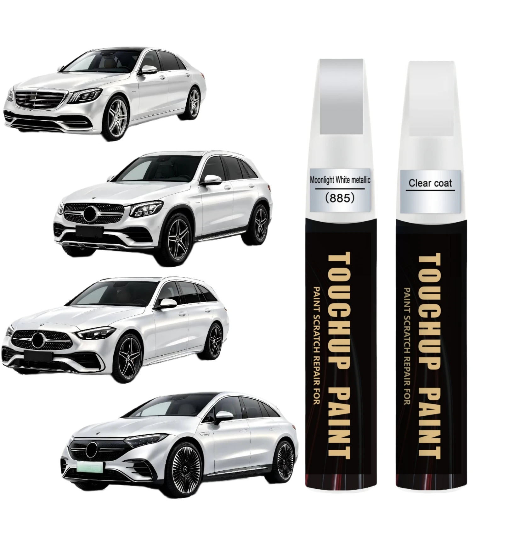 Moonlight White metallic 885 for Mercedes-Benz Touch Up Paint Kit[2K Clear Coat Included],Exact Color Match Touch Up Paint