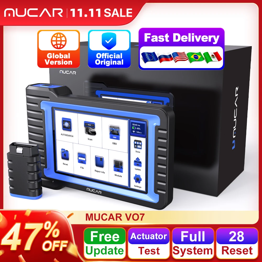 MUCAR VO7 Automotive OBD2 Scanner Professional ECU Coding Bidirectional Test Full System Code 28 Reset Car Diagnosis Tools