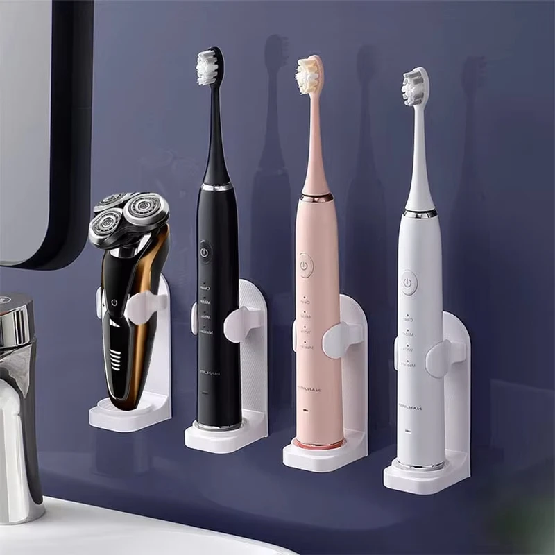 Toothbrush electronic holder, wall mounted adhesive holder, toothbrush organizer to save space and keep dry