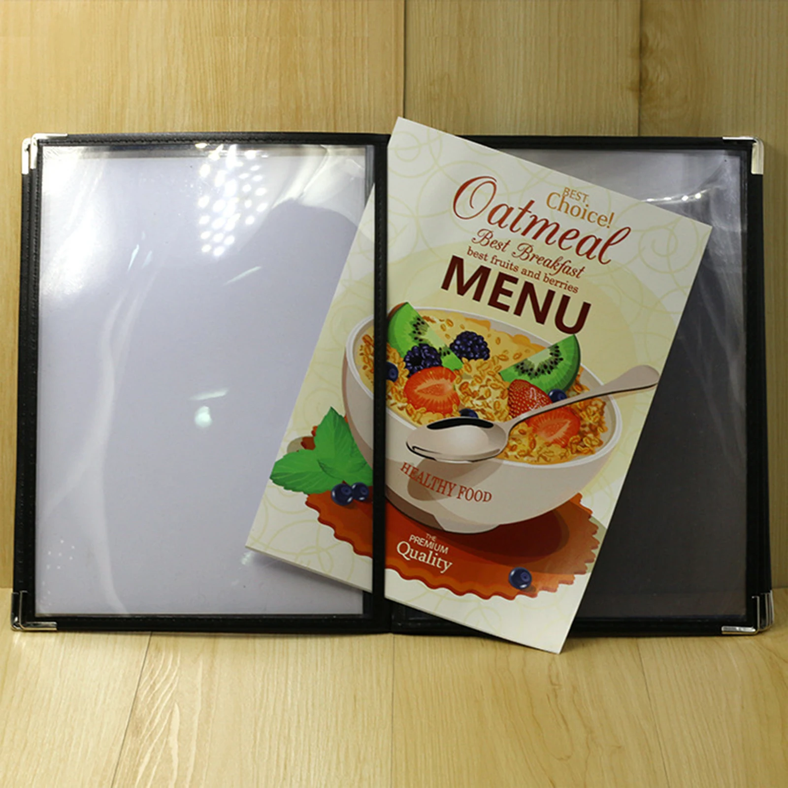 Imagem -02 - Suporte de Menu Elegante Cantos de Metal Menu Transparente Tamanho Carta Titular para Exibir Café Hotel Restaurante Menus Vários Tipos