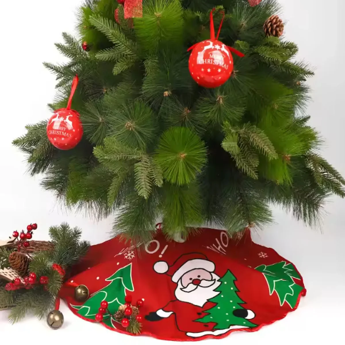 1pc-Christmas Tree Skirt Red Christmas Tree Foot Cover Santa Claus Snowflake Christmas Tree Carpet Base Mat 2025 Decorations