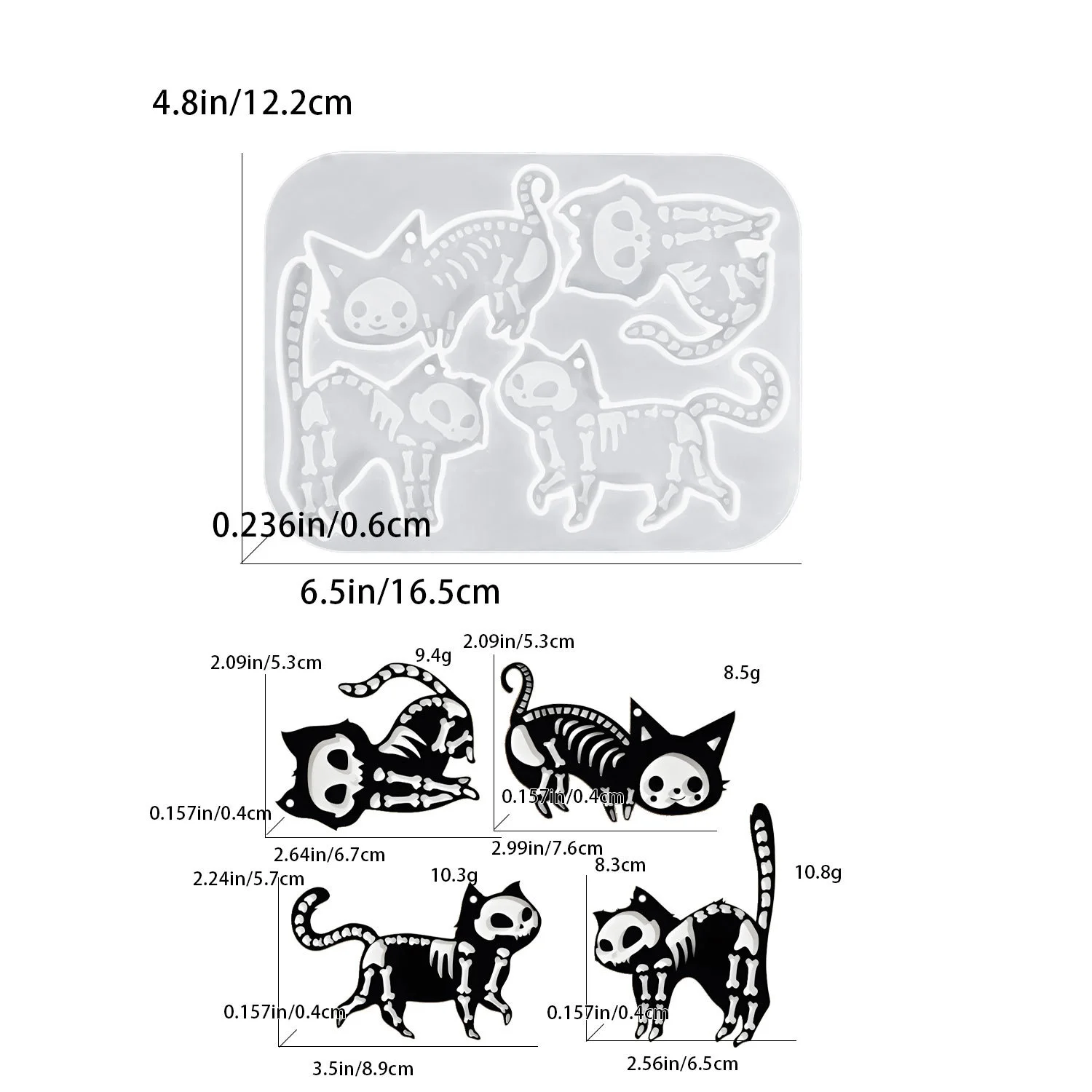 DIY epoxy resin mold Halloween skull cat silicone mold keychain pendant mold