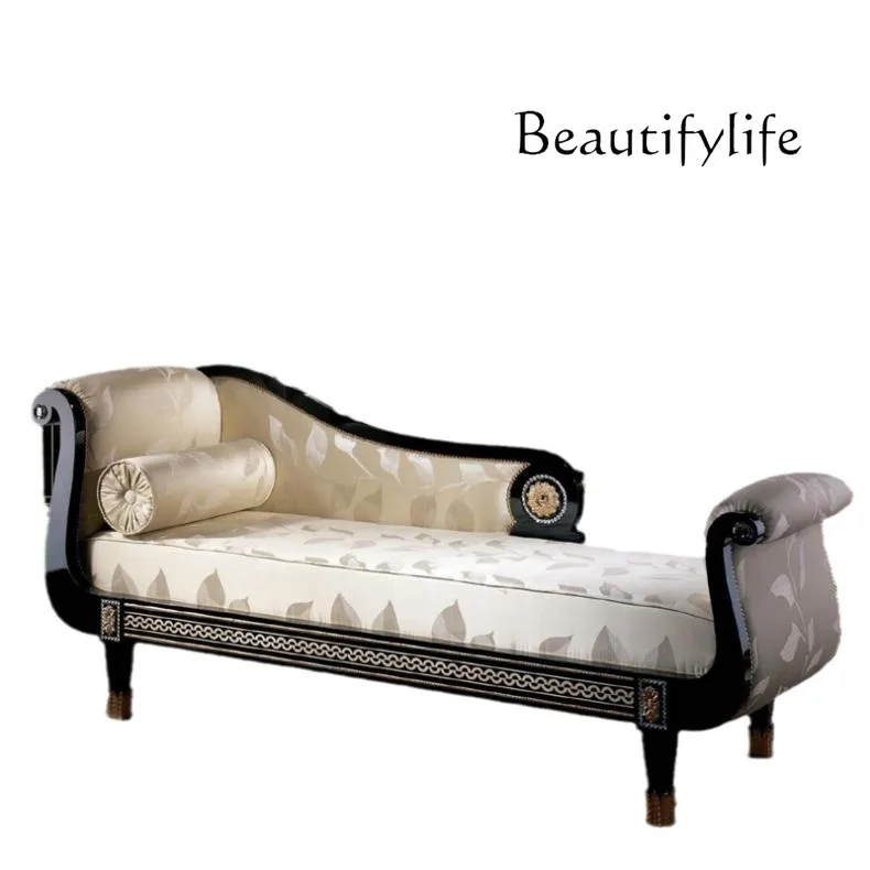 

Neoclassical bedroom concubine chair European solid wood carving flower beauty couch luxury recliner leisure sofa chair