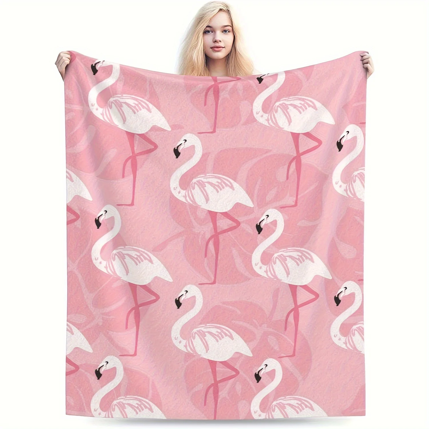 1pc Red Flamingo Print Flannel Blanket, Soft Cozy Gift for Friends, Couch Blanket TV Throw