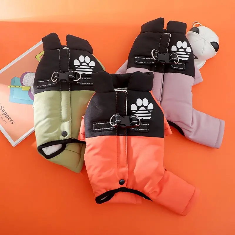 Hundejacke, wasserdicht, solide Welpen-Winterkleidung, Baumwolle, vier Beine, warmer Haustiermantel, Katzenkleidung, Chihuahua, Bichon, Dackelkostüme