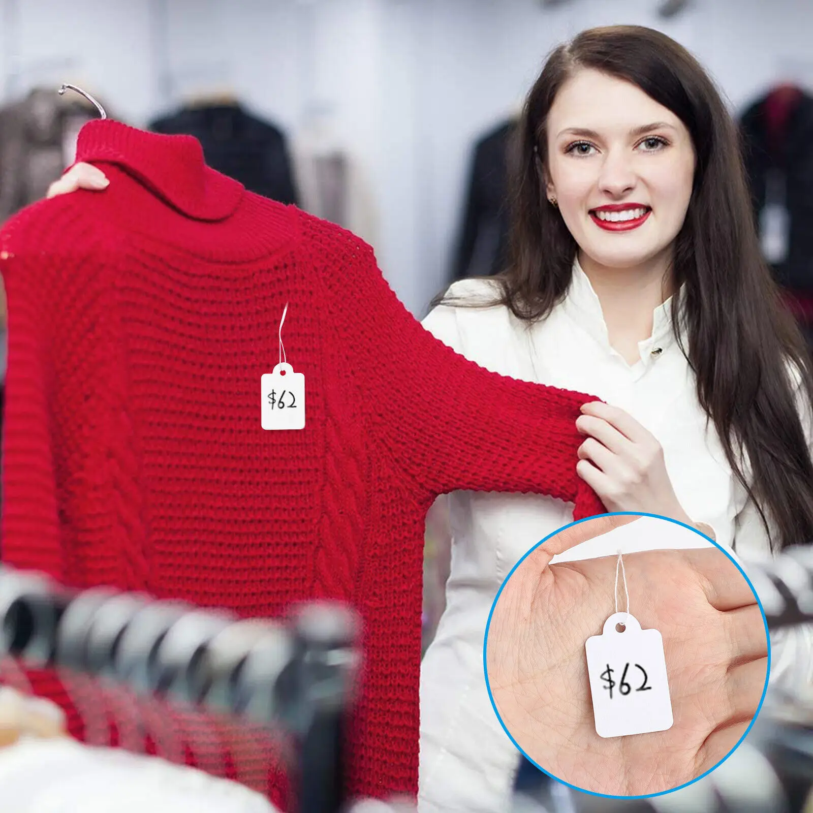 1000 قطعة شارة سعر المجوهرات البيضاء للمجوهرات الملابس العلامة ث/سلسلة معلقة العلامة