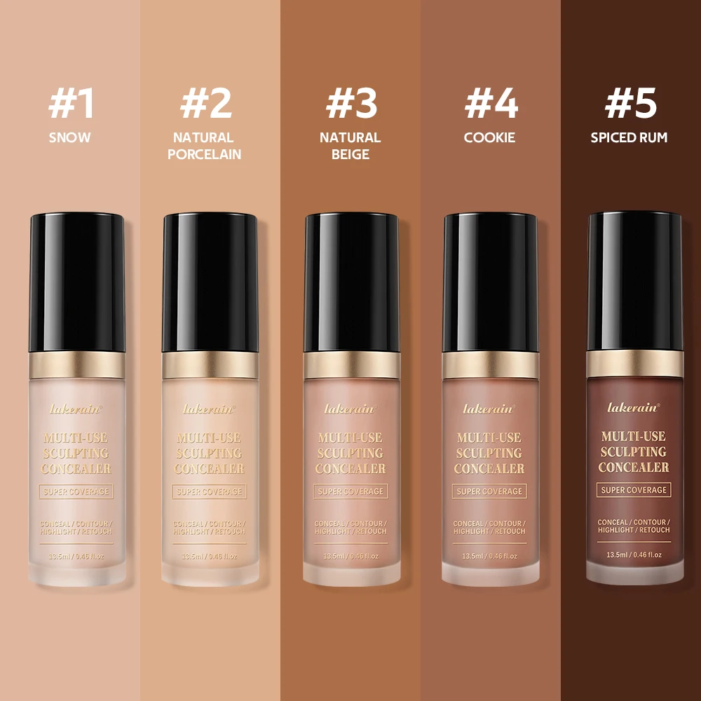 Lakerain 5-Farben-wasserfester Concealer, matt, hohe Deckkraft, ölkontrollierende Grundierung für Aknenarben und Augenringe, Kosmetika