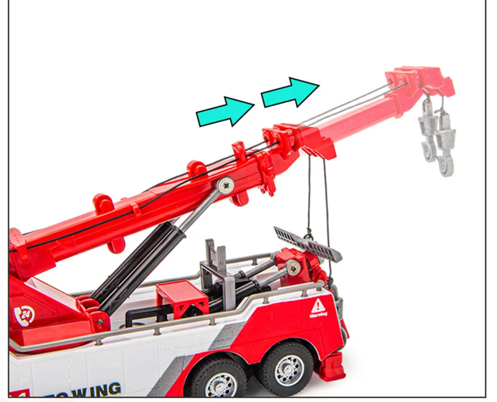 Liga puxar para trás engenharia guindaste modelo, simulação obstáculo limpeza carro brinquedo, resgate carro brinquedo, atacado, 1: 32